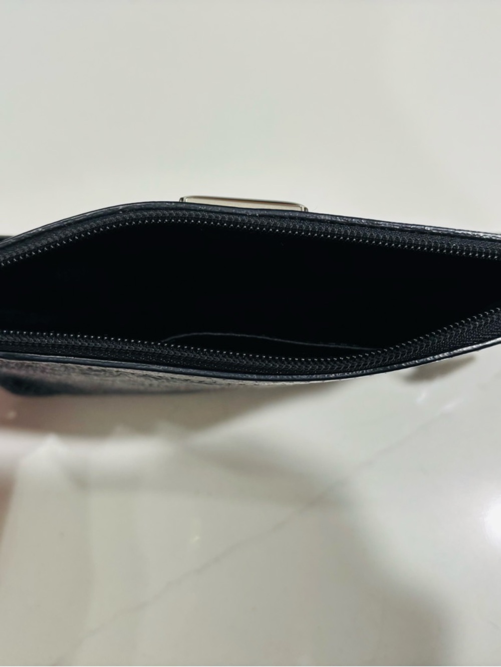 Coach Black Signature Wristlet Embossed Leather Zip Top - Picture 3 of 3